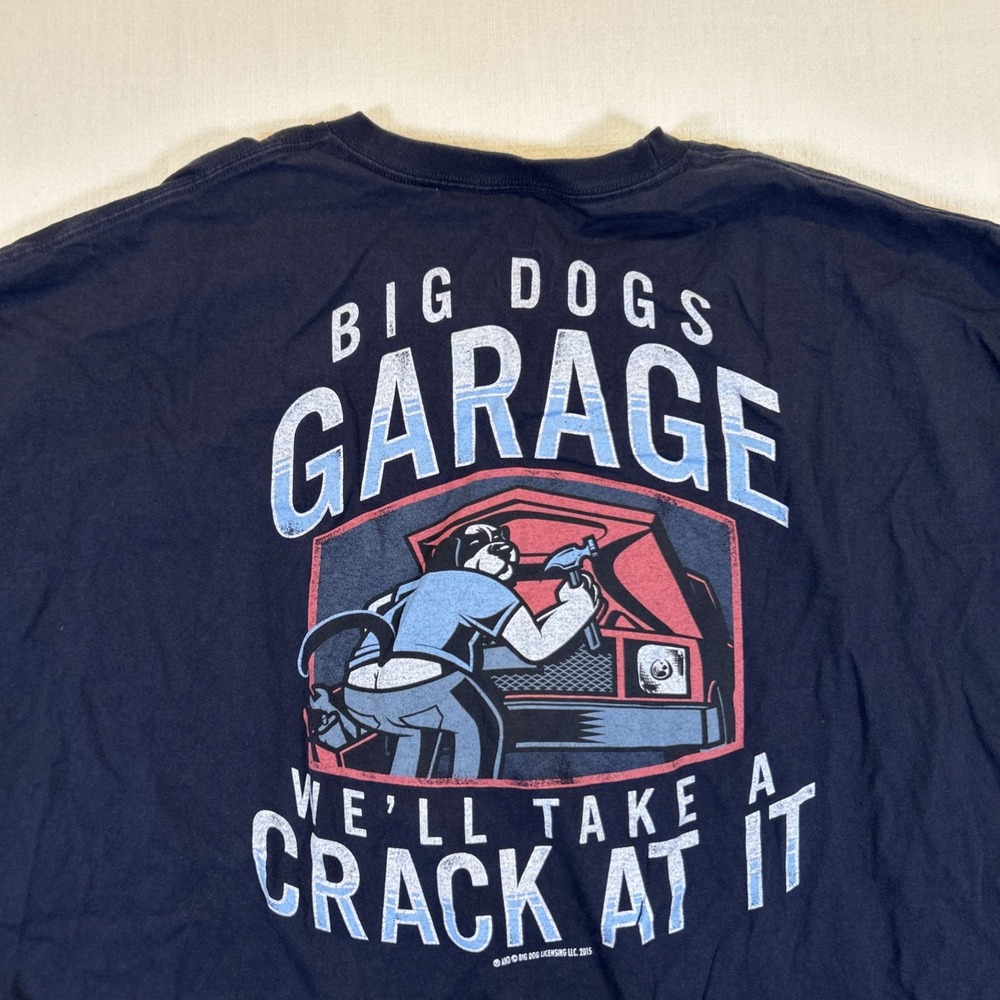 Big Dogs Men's 5XL Black Shirt 'Big Dogs Garage We'll Take A Crack' 100% Cotton - Picture 2 of 10